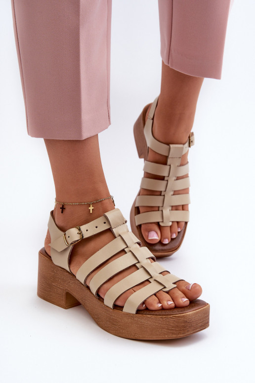 Women's Leather Sandals Zazoo 40410 Beige Women's Leather Sandals Zazoo 40410 Beige