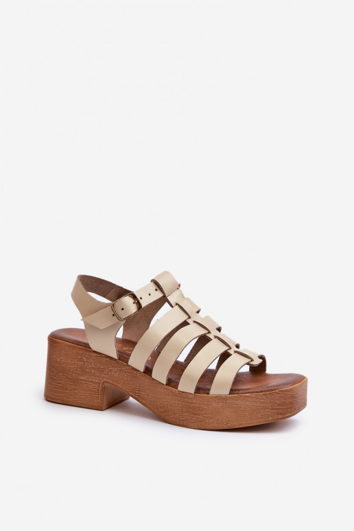 Women's Leather Sandals Zazoo 40410 Beige Women's Leather Sandals Zazoo 40410 Beige