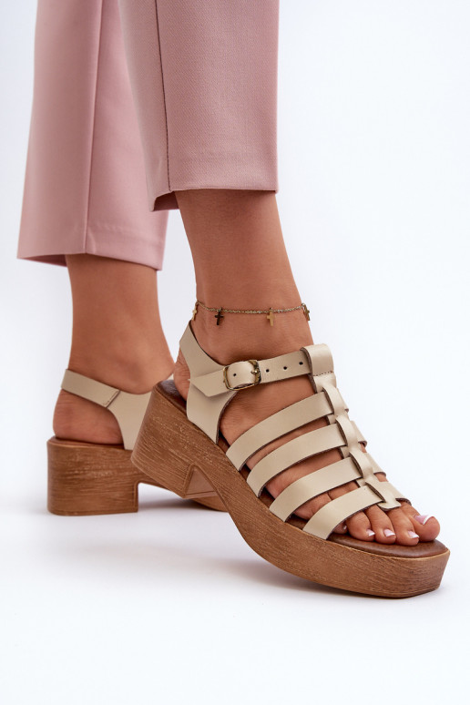 Women's Leather Sandals Zazoo 40410 Beige Women's Leather Sandals Zazoo 40410 Beige