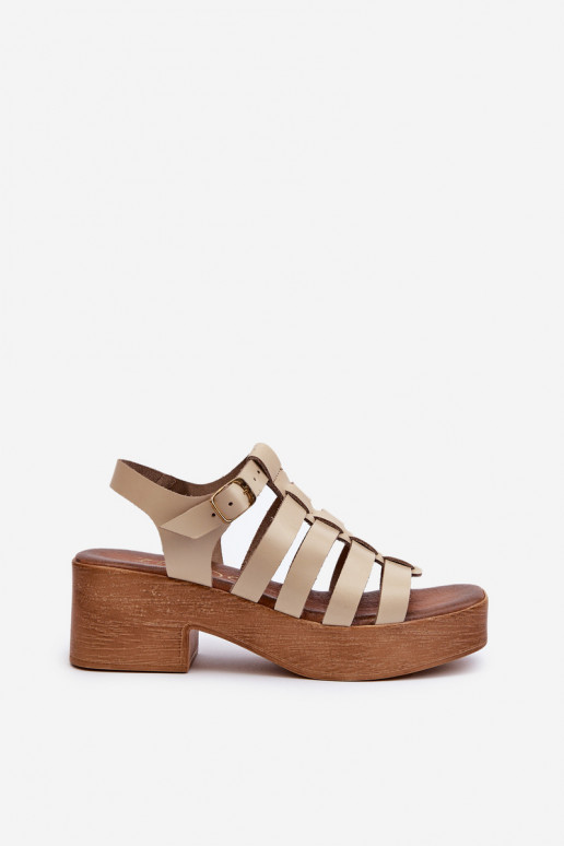 Women's Leather Sandals Zazoo 40410 Beige Women's Leather Sandals Zazoo 40410 Beige