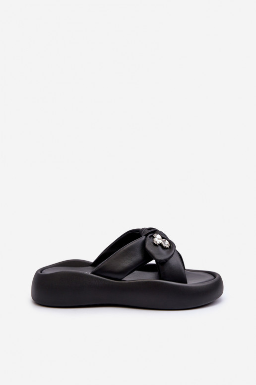 Black Women's Leather Platform Sandals GOE NN2N4110 Black Women's Leather Platform Sandals GOE NN2N4110