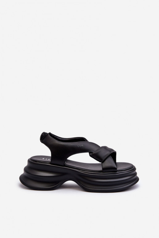 Zazoo 2743 Suede Wedge Sandals Black