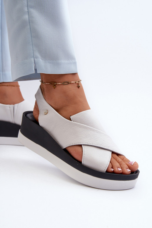 Zazoo 40256 Leather Wedge Sandals White Zazoo 40256 Leather Wedge Sandals White