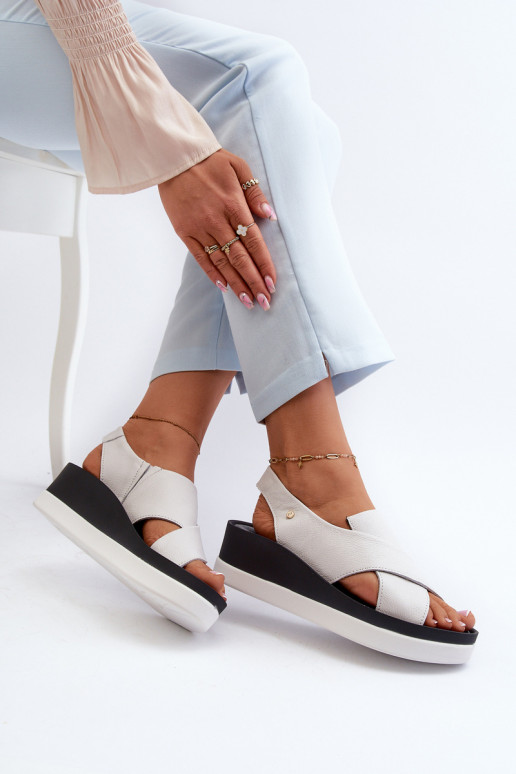 Zazoo 40256 Leather Wedge Sandals White Zazoo 40256 Leather Wedge Sandals White