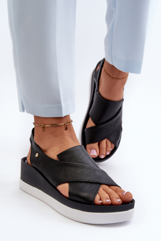Zazoo 40256 Leather Wedge Sandals Black Zazoo 40256 Leather Wedge Sandals Black