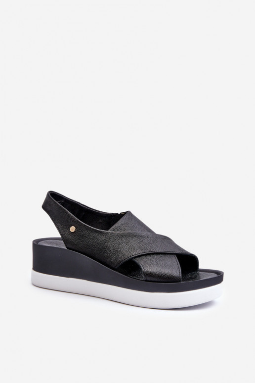 Zazoo 40256 Leather Wedge Sandals Black Zazoo 40256 Leather Wedge Sandals Black