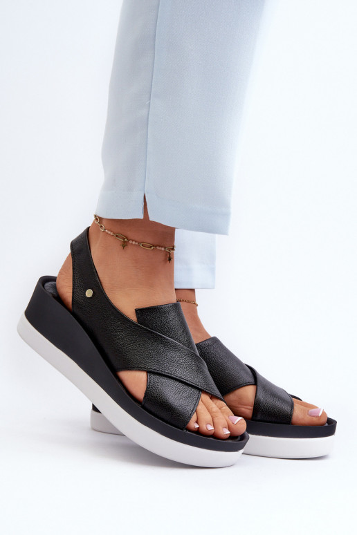Zazoo 40256 Leather Wedge Sandals Black Zazoo 40256 Leather Wedge Sandals Black