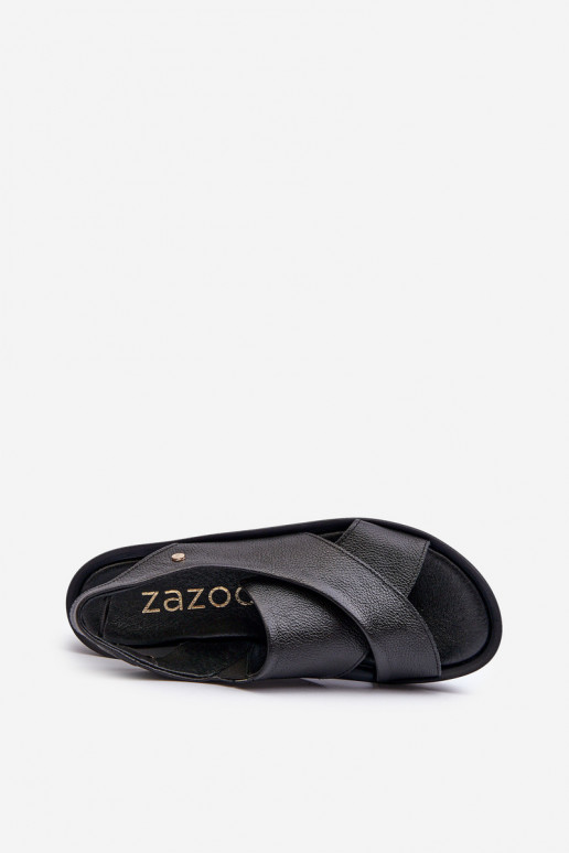 Zazoo 40256 Leather Wedge Sandals Black Zazoo 40256 Leather Wedge Sandals Black