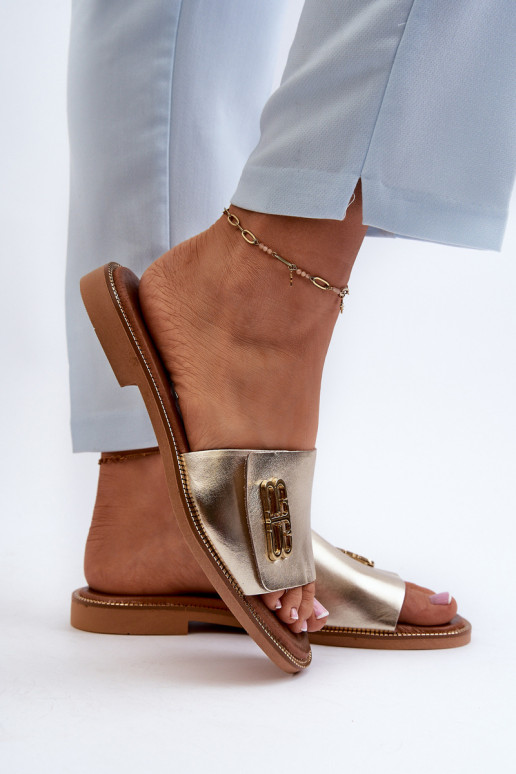 Zazoo 40384 Elegant Leather Women's Flip Flops Gold Zazoo 40384 Elegant Leather Women's Flip Flops Gold