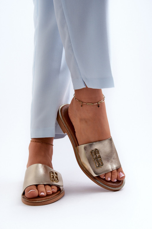 Zazoo 40384 Elegant Leather Women's Flip Flops Gold Zazoo 40384 Elegant Leather Women's Flip Flops Gold