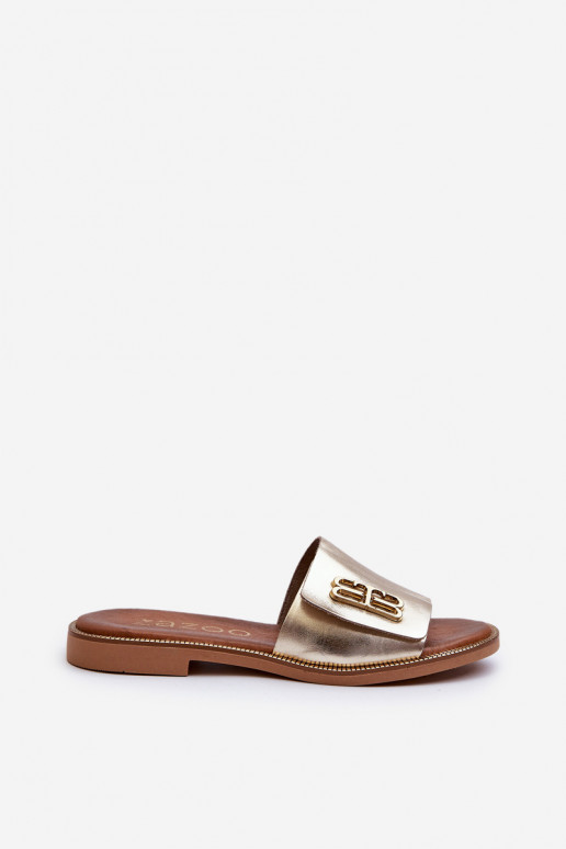 Zazoo 40384 Elegant Leather Women's Flip Flops Gold Zazoo 40384 Elegant Leather Women's Flip Flops Gold