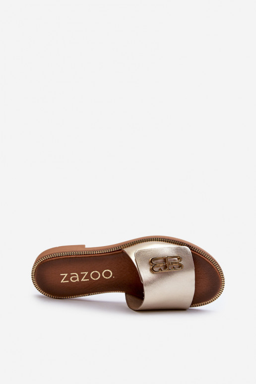 Zazoo 40384 Elegant Leather Women's Flip Flops Gold Zazoo 40384 Elegant Leather Women's Flip Flops Gold