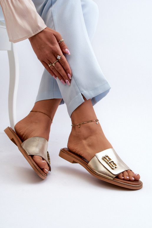 Zazoo 40384 Elegant Leather Women's Flip Flops Gold Zazoo 40384 Elegant Leather Women's Flip Flops Gold