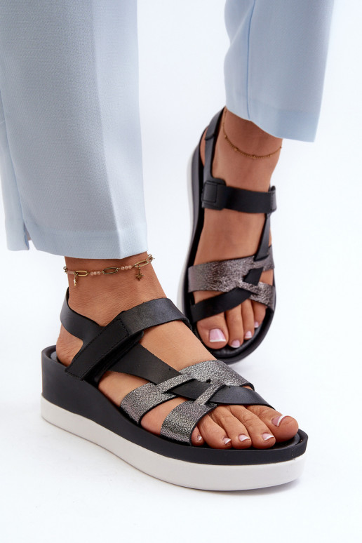 Zazoo 40397 Women's Leather Platform Sandals Black Zazoo 40397 Women's Leather Platform Sandals Black
