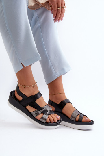 Zazoo 40397 Women's Leather Platform Sandals Black 2