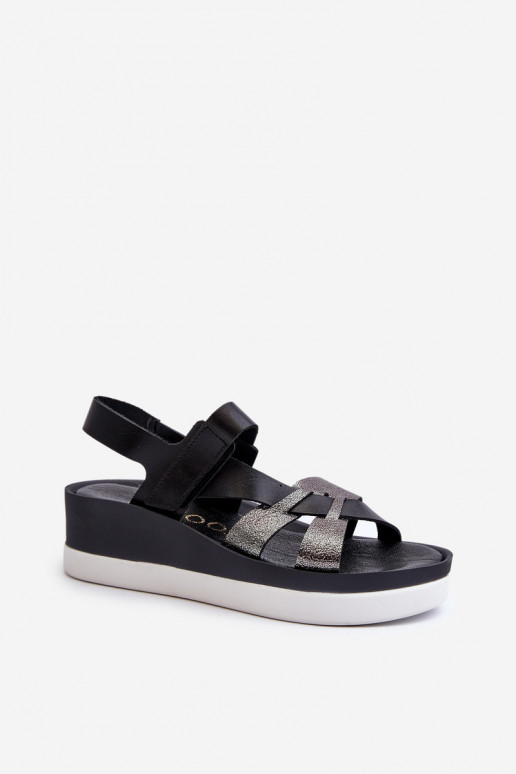 Zazoo 40397 Women's Leather Platform Sandals Black Zazoo 40397 Women's Leather Platform Sandals Black