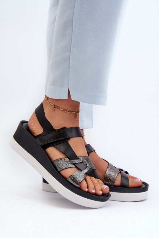 Zazoo 40397 Women's Leather Platform Sandals Black Zazoo 40397 Women's Leather Platform Sandals Black