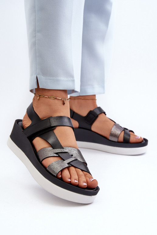 Zazoo 40397 Women's Leather Platform Sandals Black Zazoo 40397 Women's Leather Platform Sandals Black