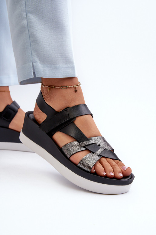 Zazoo 40397 Women's Leather Platform Sandals Black Zazoo 40397 Women's Leather Platform Sandals Black