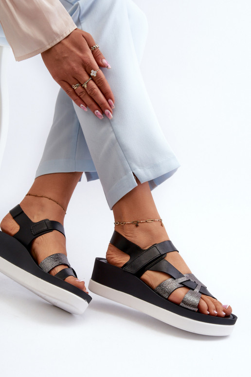 Zazoo 40397 Women's Leather Platform Sandals Black Zazoo 40397 Women's Leather Platform Sandals Black