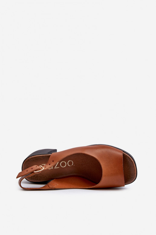 Zazoo 40376 Leather Sandals On Chunky Heel Brown Zazoo 40376 Leather Sandals On Chunky Heel Brown