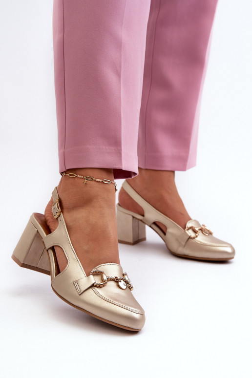 Leather Sandals with Heels Maciejka 06419-25 Gold Leather Sandals with Heels Maciejka 06419-25 Gold