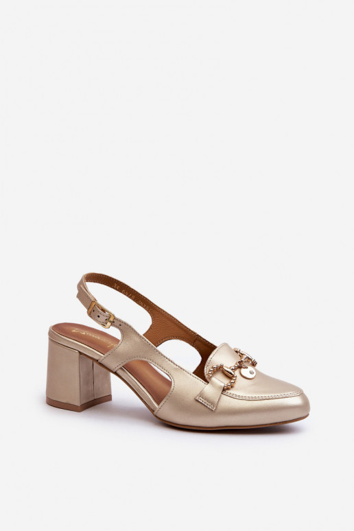 Leather Sandals with Heels Maciejka 06419-25 Gold Leather Sandals with Heels Maciejka 06419-25 Gold