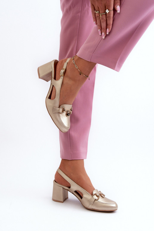 Leather Sandals with Heels Maciejka 06419-25 Gold Leather Sandals with Heels Maciejka 06419-25 Gold