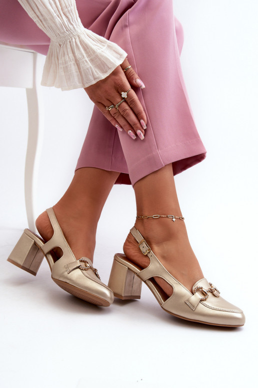 Leather Sandals with Heels Maciejka 06419-25 Gold Leather Sandals with Heels Maciejka 06419-25 Gold