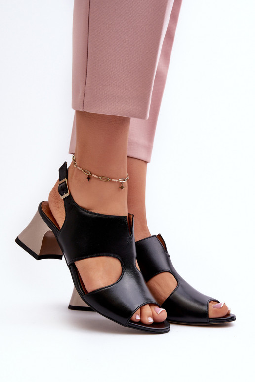Women's Leather High Heel Sandals by Maciejka 06566-01 Black Women's Leather High Heel Sandals by Maciejka 06566-01 Black