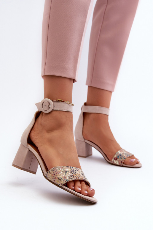 Suede High Heel Sandals by Maciejka 04141-49 Beige Suede High Heel Sandals by Maciejka 04141-49 Beige
