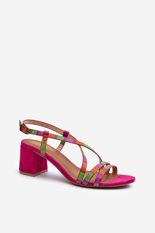 Suede Sandals With Low Heel Maciejka 06653-15 Fuchsia Suede Sandals With Low Heel Maciejka 06653-15 Fuchsia