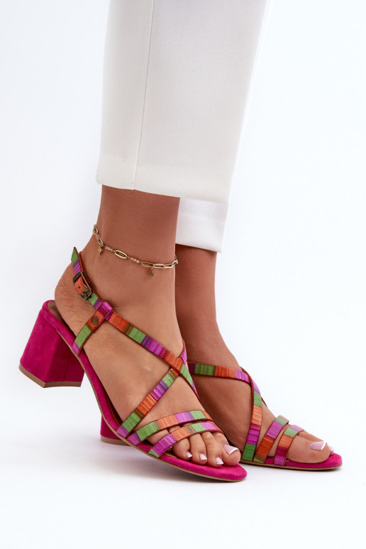 Suede Sandals With Low Heel Maciejka 06653-15 Fuchsia Suede Sandals With Low Heel Maciejka 06653-15 Fuchsia