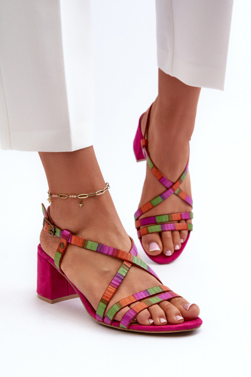 Suede Sandals With Low Heel Maciejka 06653-15 Fuchsia Suede Sandals With Low Heel Maciejka 06653-15 Fuchsia