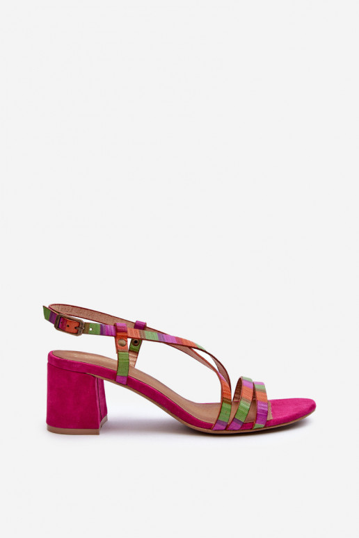 Suede Sandals With Low Heel Maciejka 06653-15 Fuchsia Suede Sandals With Low Heel Maciejka 06653-15 Fuchsia