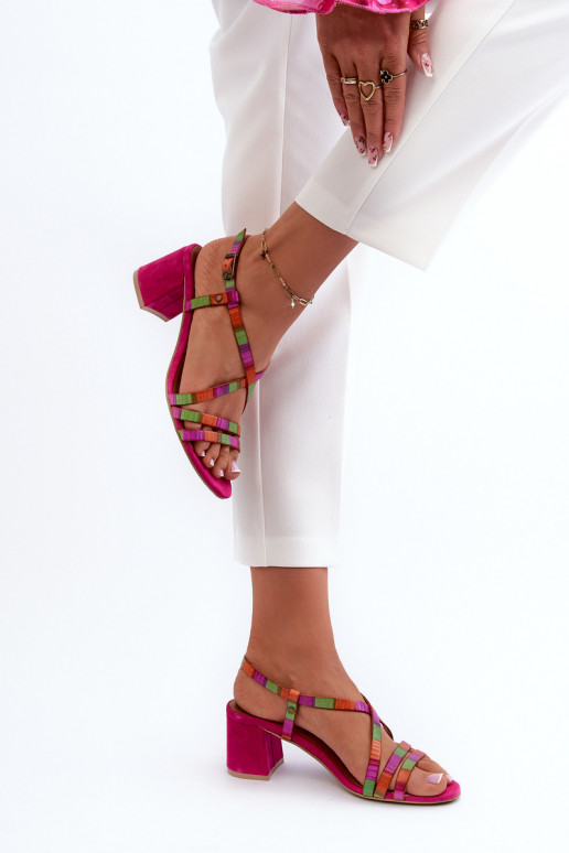 Suede Sandals With Low Heel Maciejka 06653-15 Fuchsia Suede Sandals With Low Heel Maciejka 06653-15 Fuchsia