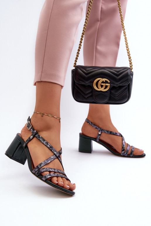 Leather Sandals With Low Heel Maciejka 06653-09 Dark Green Leather Sandals With Low Heel Maciejka 06653-09 Dark Green