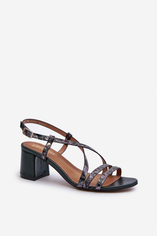 Leather Sandals With Low Heel Maciejka 06653-09 Dark Green Leather Sandals With Low Heel Maciejka 06653-09 Dark Green