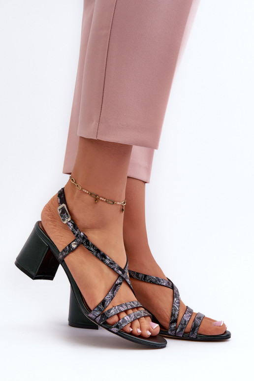 Leather Sandals With Low Heel Maciejka 06653-09 Dark Green Leather Sandals With Low Heel Maciejka 06653-09 Dark Green