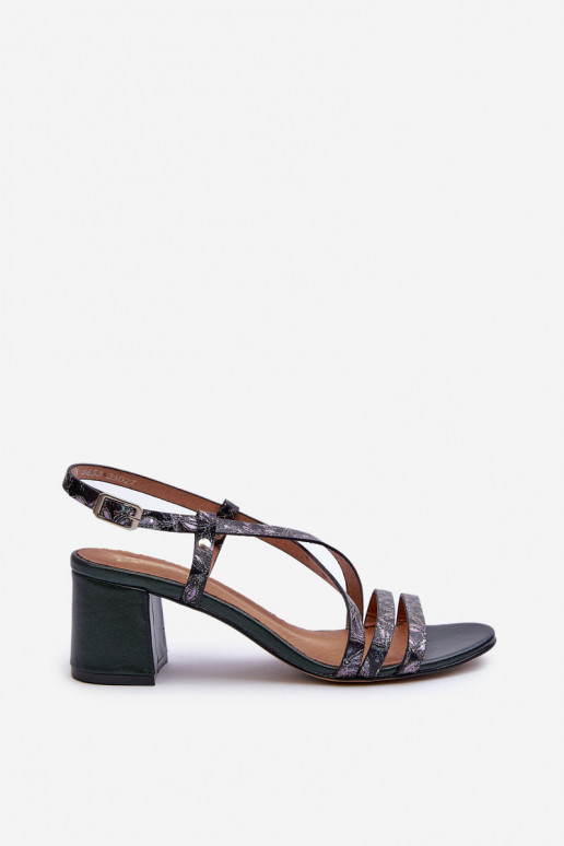 Leather Sandals With Low Heel Maciejka 06653-09 Dark Green Leather Sandals With Low Heel Maciejka 06653-09 Dark Green