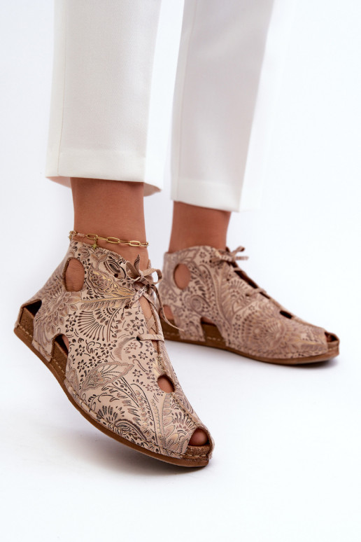 Patterned Leather Boots Maciejka 03426-02 Beige Patterned Leather Boots Maciejka 03426-02 Beige