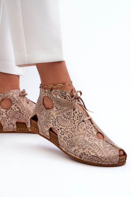 Patterned Leather Boots Maciejka 03426-02 Beige Patterned Leather Boots Maciejka 03426-02 Beige