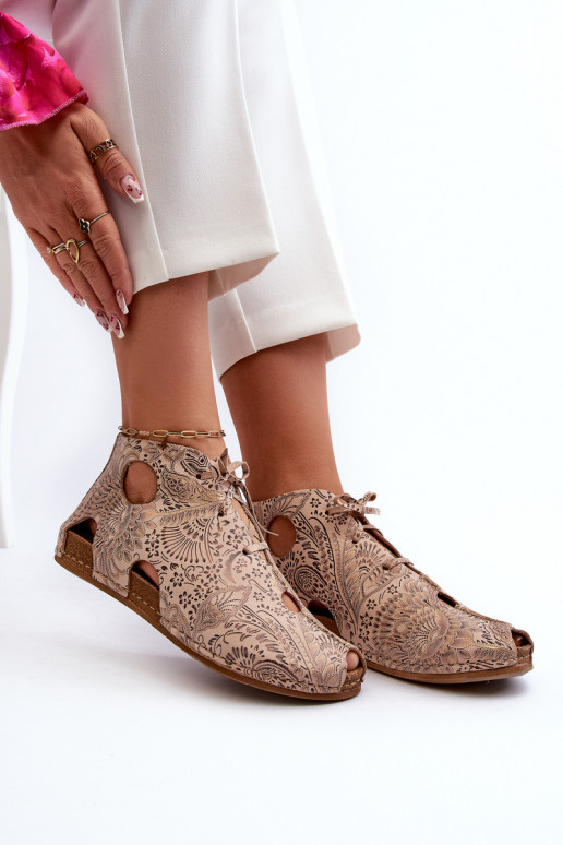 Patterned Leather Boots Maciejka 03426-02 Beige Patterned Leather Boots Maciejka 03426-02 Beige