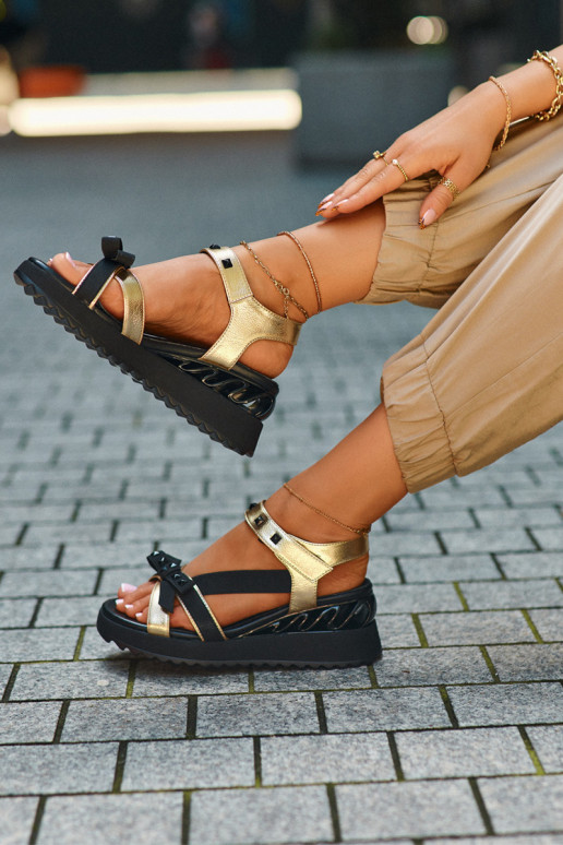 Women's Sandals With Bow D&A CR956 Gold Women's Sandals With Bow D&A CR956 Gold