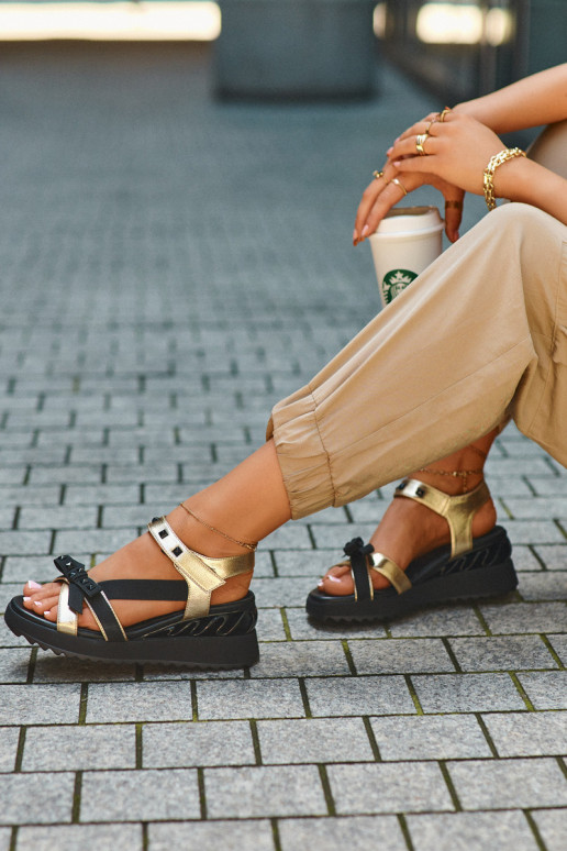 Women's Sandals With Bow D&A CR956 Gold Women's Sandals With Bow D&A CR956 Gold