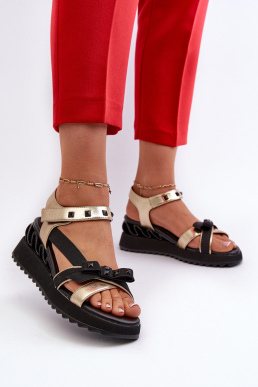 Women's Sandals With Bow D&A CR956 Gold Women's Sandals With Bow D&A CR956 Gold