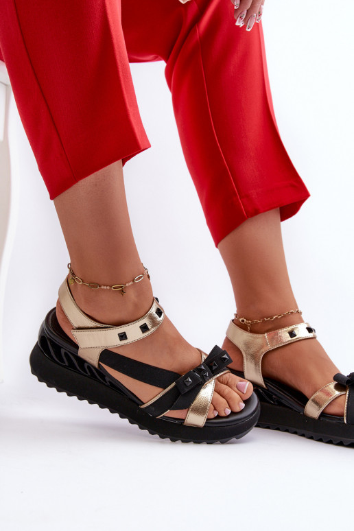 Sandały DamskiewithKokardką D&A CR956 Złote Sandały DamskiewithKokardką D&A CR956 Złote