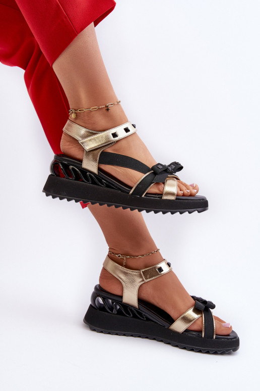 Sandały DamskiewithKokardką D&A CR956 Złote Sandały DamskiewithKokardką D&A CR956 Złote