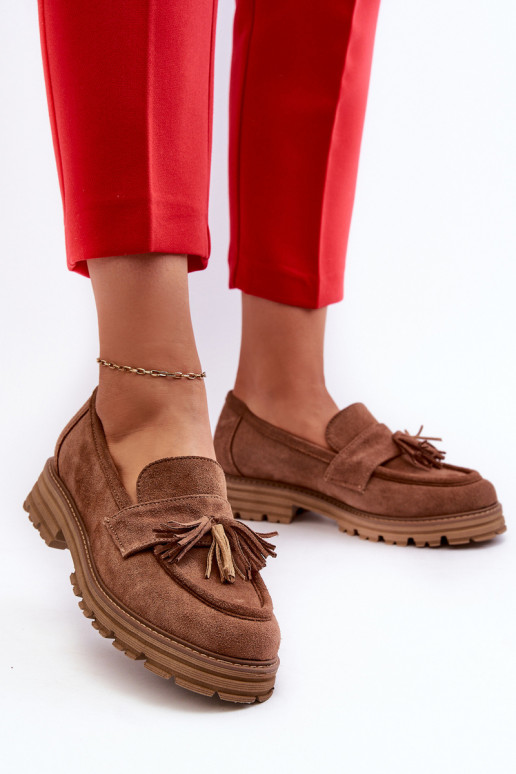 Zazoo 3469 Suede Women's Moccasins With Fringes Brown Zazoo 3469 Suede Women's Moccasins With Fringes Brown