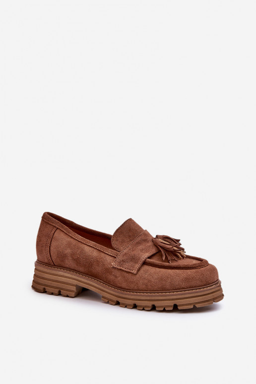 Zazoo 3469 Suede Women's Moccasins With Fringes Brown Zazoo 3469 Suede Women's Moccasins With Fringes Brown